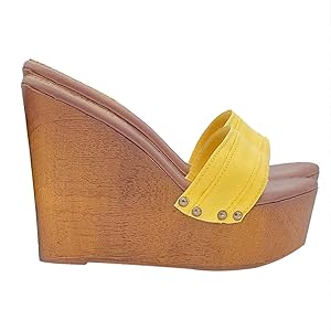 靴 YELLO SCORE DEFORMED WEDGE SANDALS Amazon.com | Yellow Wedge Woman Shoes with Comfortable Heel